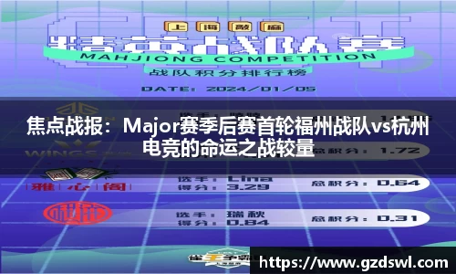 焦点战报：Major赛季后赛首轮福州战队vs杭州电竞的命运之战较量